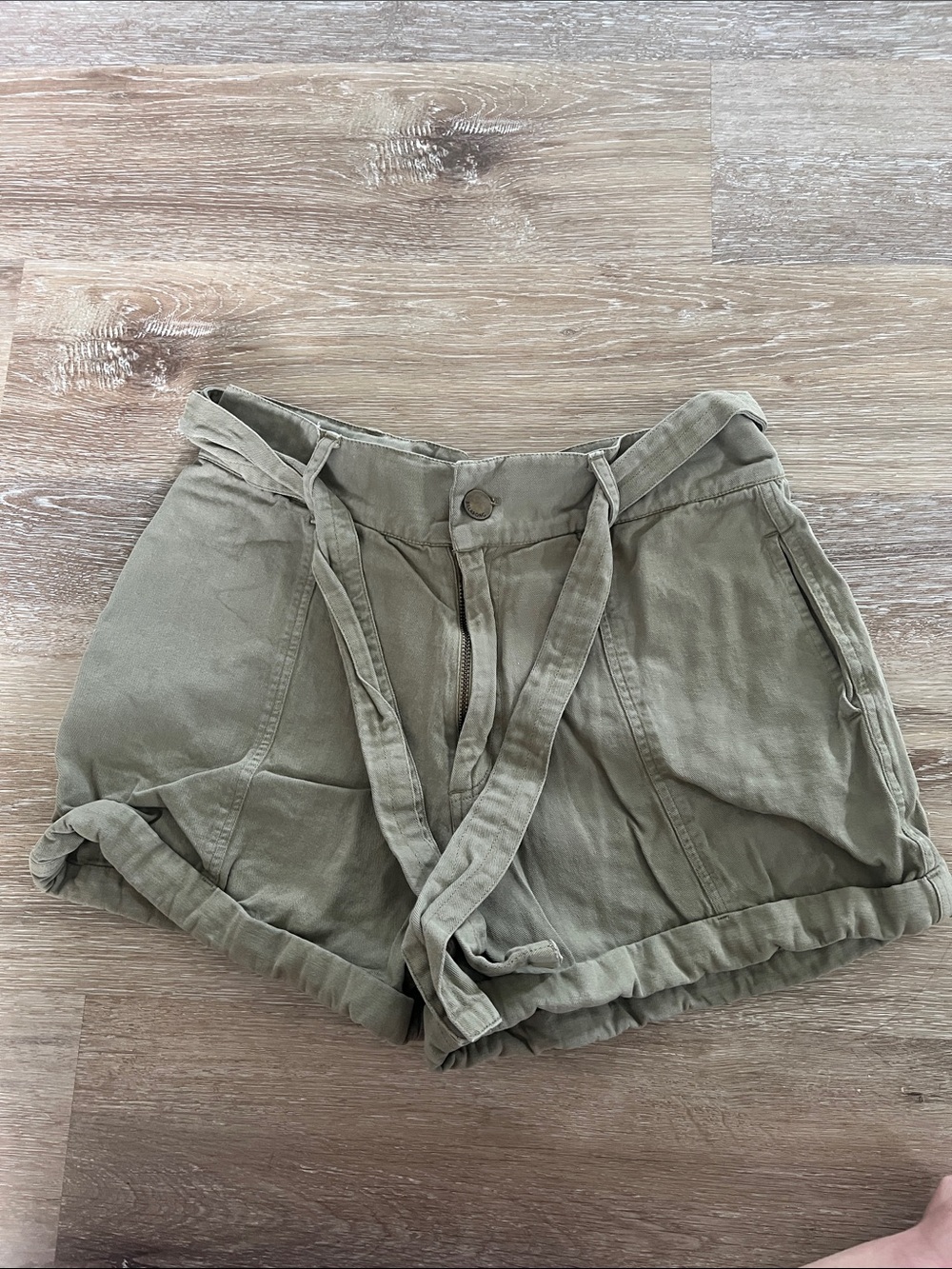 Billabong Olive Green High-Waist Tie-Belt Shorts